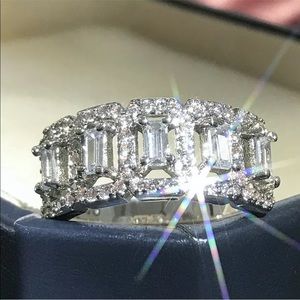 925 Silver Ring w/ White Sapphires